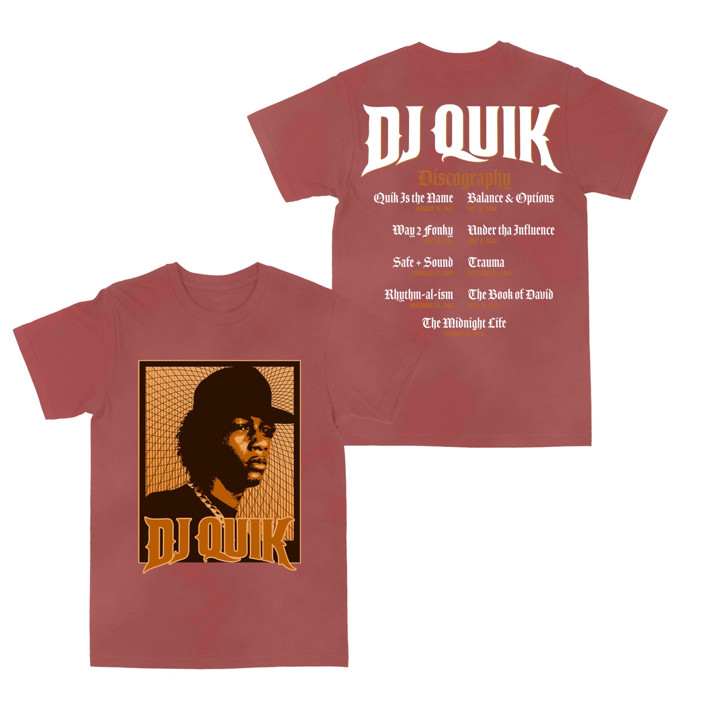 DJ Quik "Discography Portrait" Tee Vintage Red^