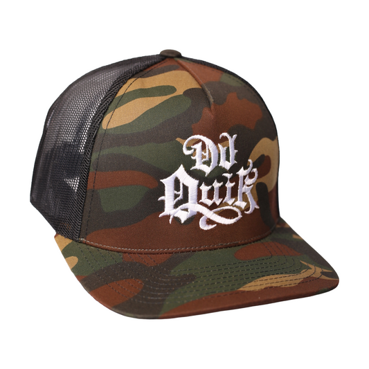 DJ Quik Embroidered Logo "Camo/Black" Trucker Hat